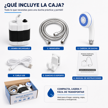 Ducha Portátil Recargable Multifuncional