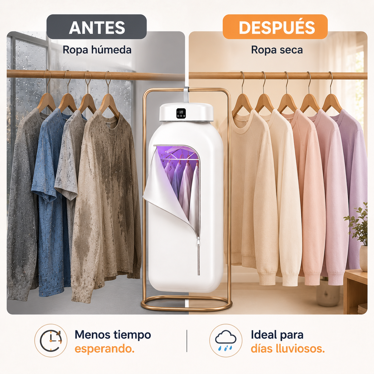 Secadora de Ropa Portátil Eléctrica – Secado Rápido, Compacta e Ideal para Invierno