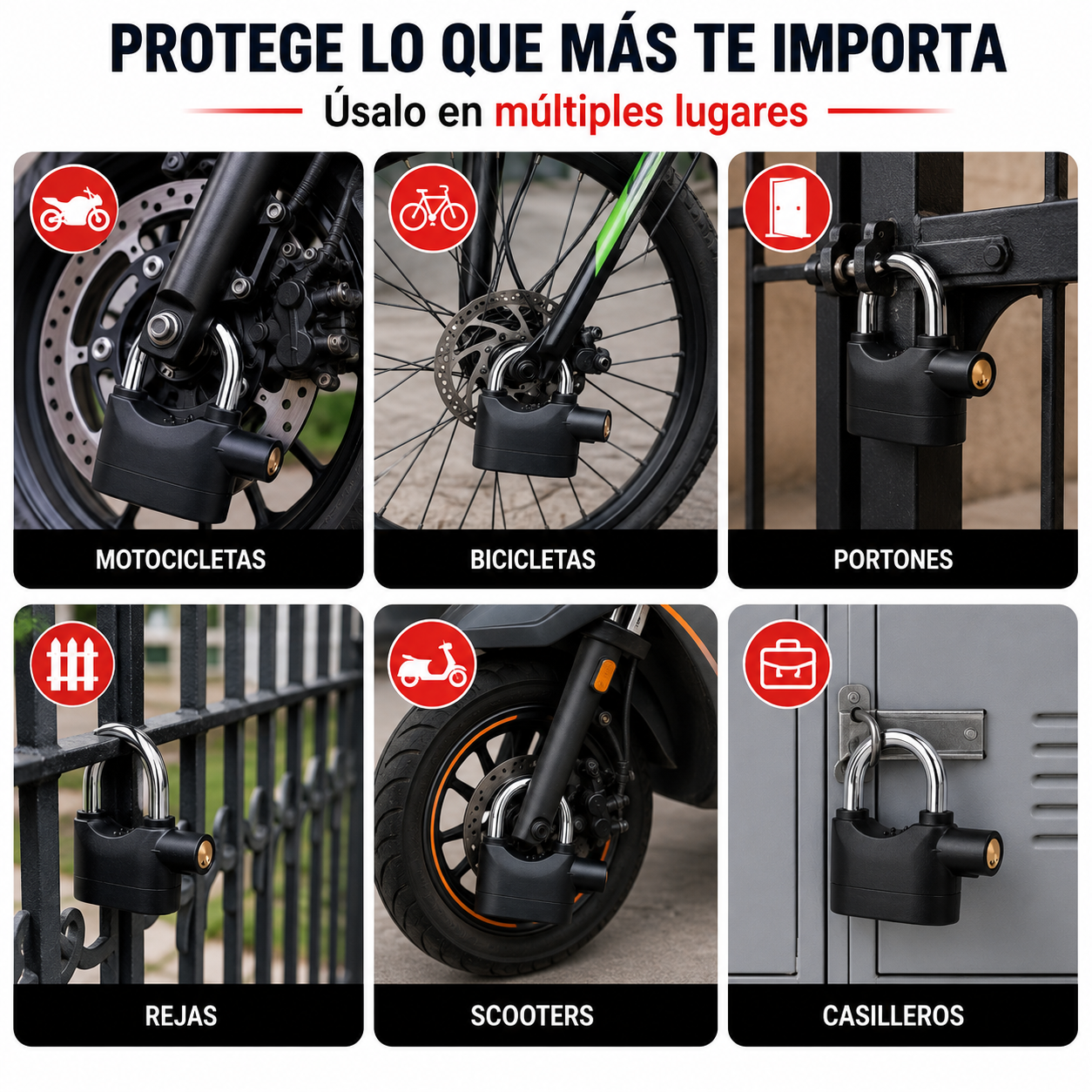 Candado con Alarma de Seguridad 110 dB