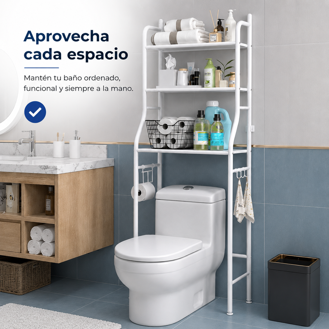 Estante Organizador para Baño de 3 Niveles – Ahorra Espacio y Mantén Todo en Orden