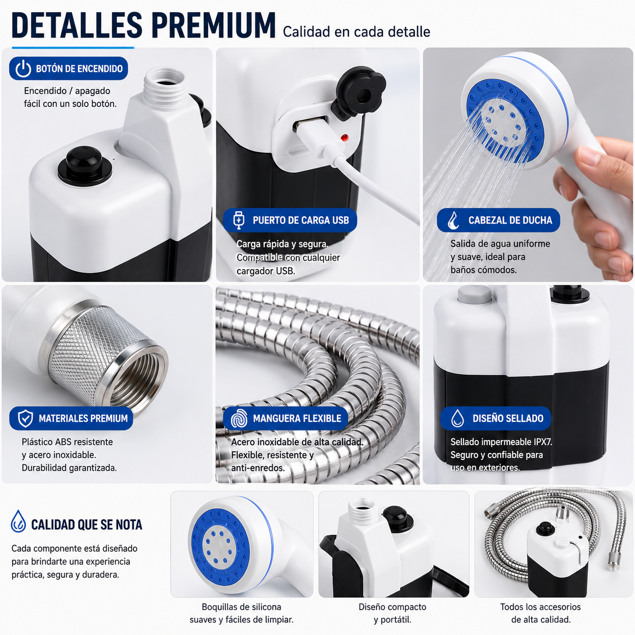 Ducha Portátil Recargable Multifuncional