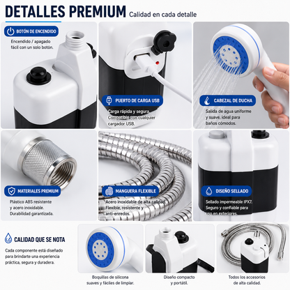 Ducha Portátil Recargable Multifuncional