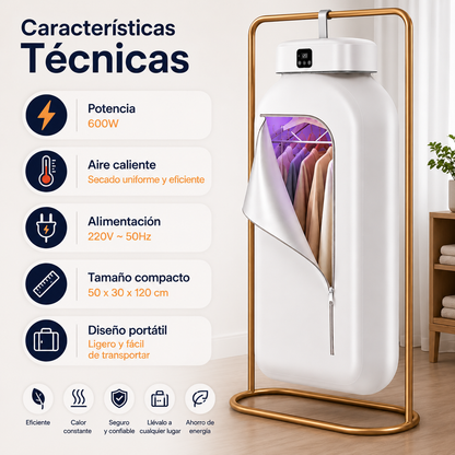 Secadora de Ropa Portátil Eléctrica – Secado Rápido, Compacta e Ideal para Invierno