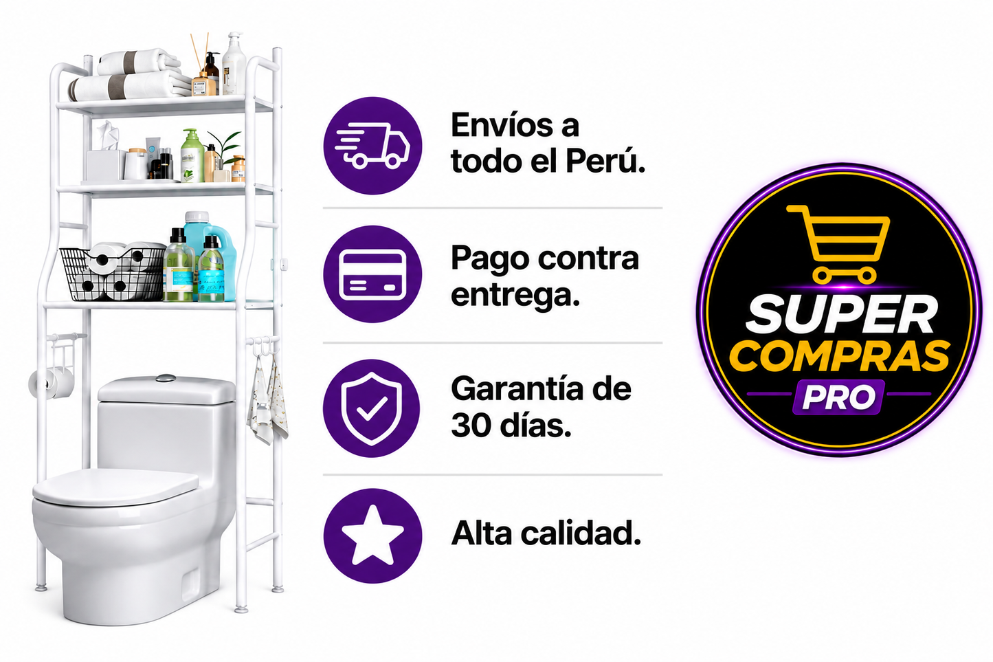 Estante Organizador para Baño de 3 Niveles – Ahorra Espacio y Mantén Todo en Orden