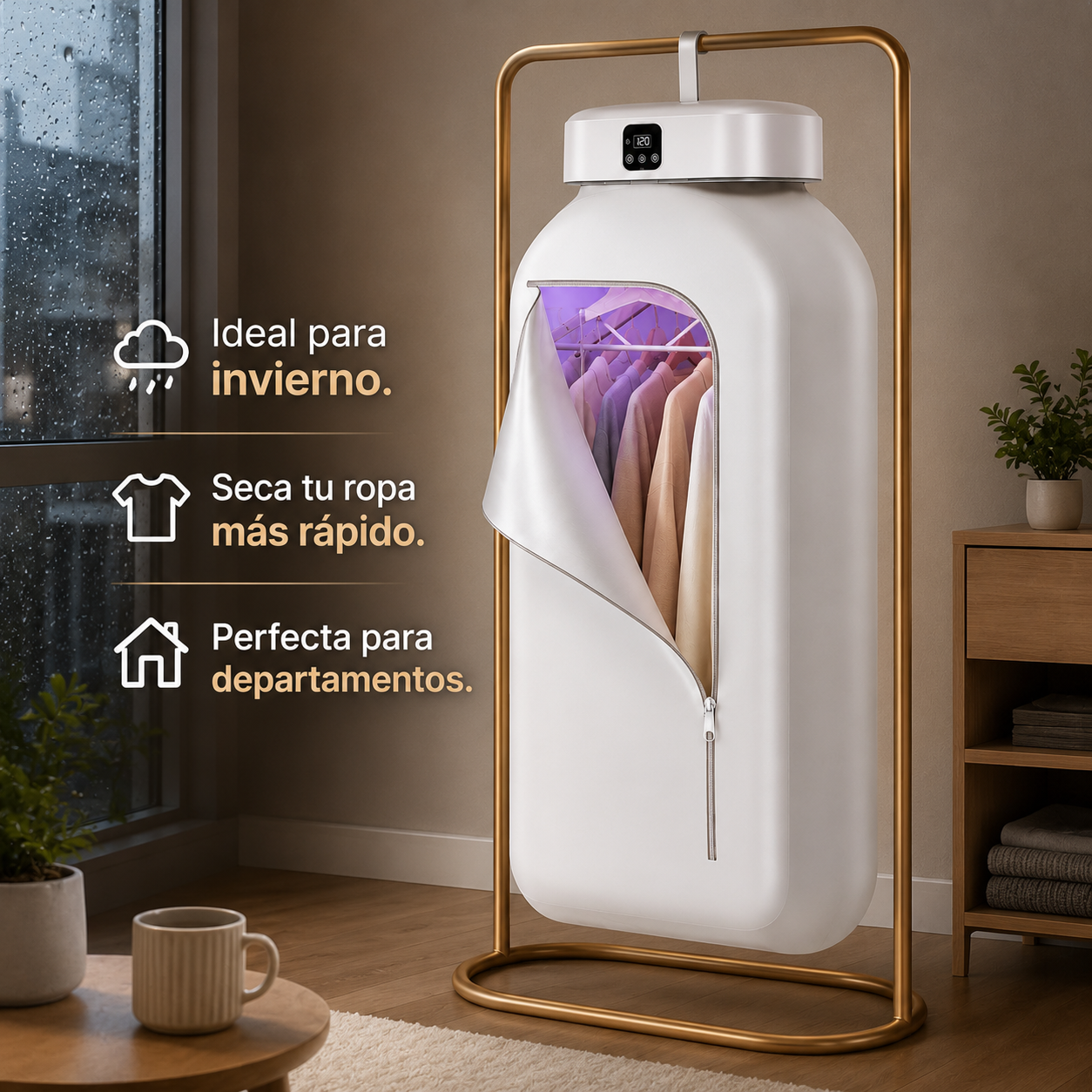 Secadora de Ropa Portátil Eléctrica – Secado Rápido, Compacta e Ideal para Invierno